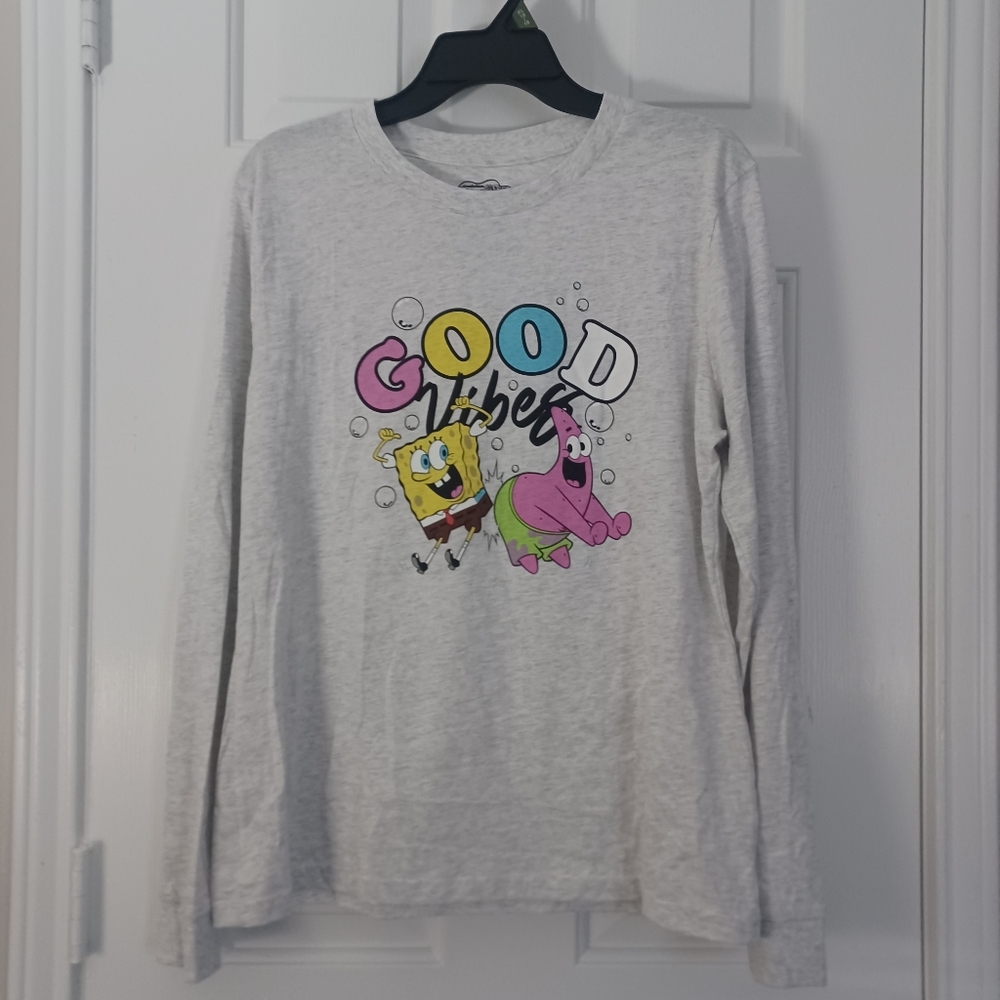 Sponge Bob Graphic Tee Long Sleeve Sz L